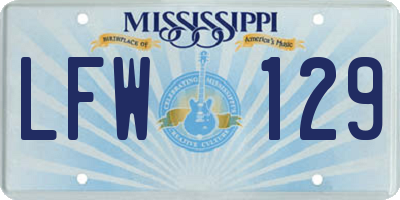 MS license plate LFW129