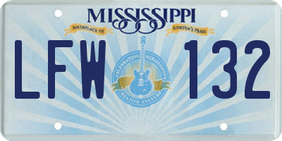 MS license plate LFW132