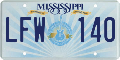 MS license plate LFW140