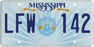 MS license plate LFW142