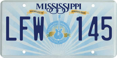 MS license plate LFW145