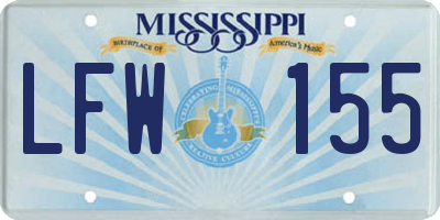 MS license plate LFW155