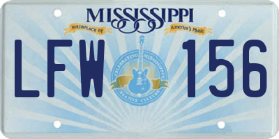 MS license plate LFW156