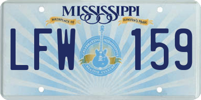 MS license plate LFW159
