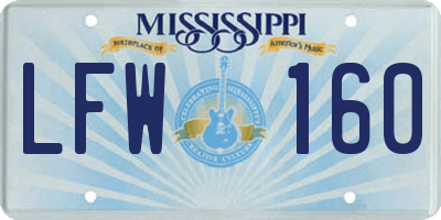 MS license plate LFW160