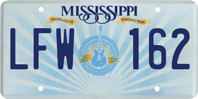 MS license plate LFW162