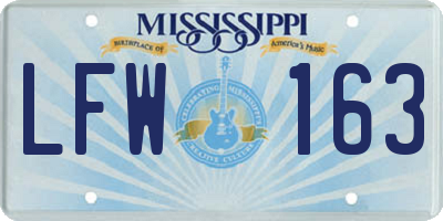 MS license plate LFW163