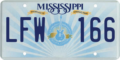 MS license plate LFW166