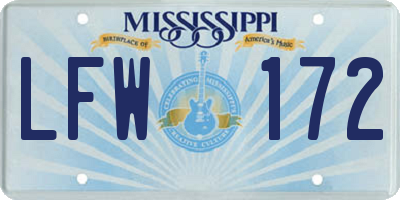 MS license plate LFW172