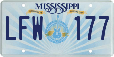MS license plate LFW177