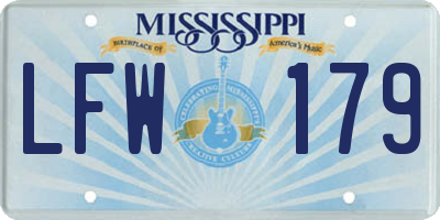 MS license plate LFW179