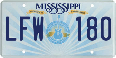 MS license plate LFW180