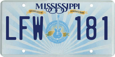 MS license plate LFW181