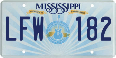 MS license plate LFW182