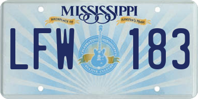 MS license plate LFW183
