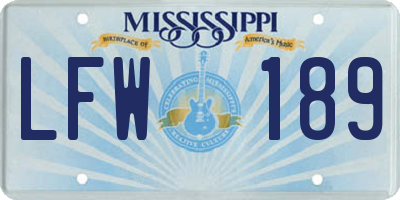 MS license plate LFW189