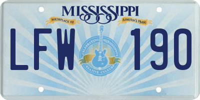 MS license plate LFW190