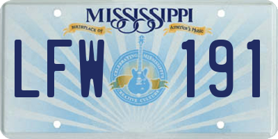 MS license plate LFW191