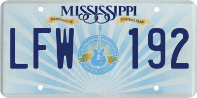 MS license plate LFW192