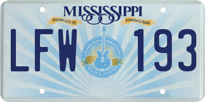 MS license plate LFW193