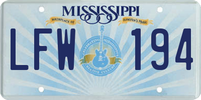 MS license plate LFW194