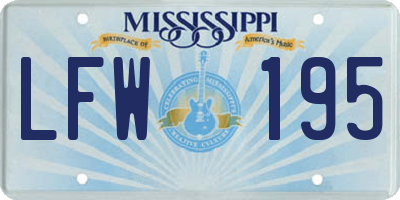MS license plate LFW195
