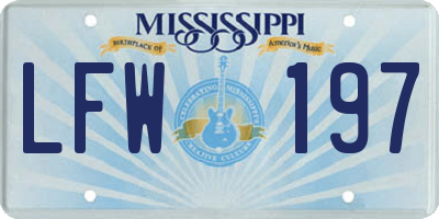 MS license plate LFW197