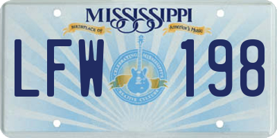 MS license plate LFW198
