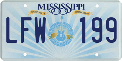 MS license plate LFW199