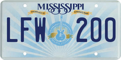 MS license plate LFW200