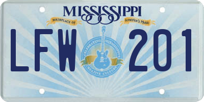 MS license plate LFW201