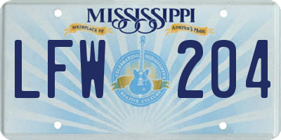 MS license plate LFW204