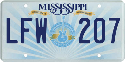 MS license plate LFW207
