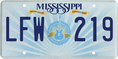 MS license plate LFW219