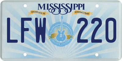 MS license plate LFW220