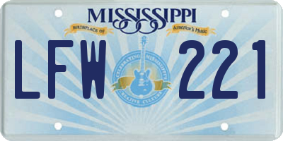 MS license plate LFW221