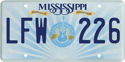 MS license plate LFW226