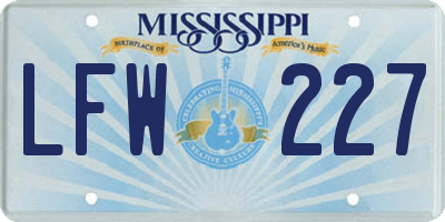 MS license plate LFW227