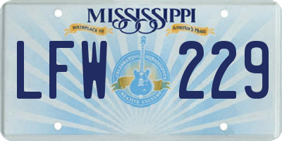 MS license plate LFW229