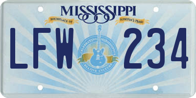 MS license plate LFW234