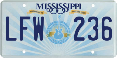 MS license plate LFW236