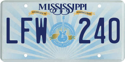 MS license plate LFW240