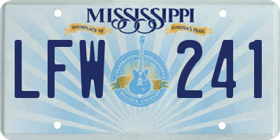 MS license plate LFW241