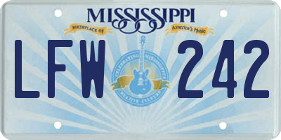 MS license plate LFW242