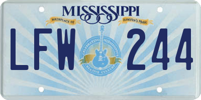 MS license plate LFW244