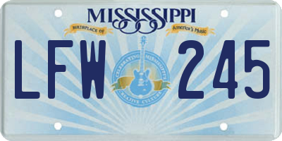 MS license plate LFW245