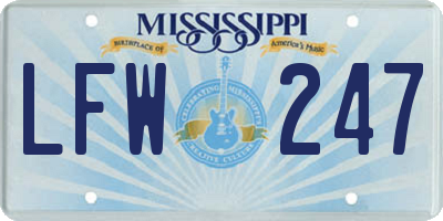 MS license plate LFW247