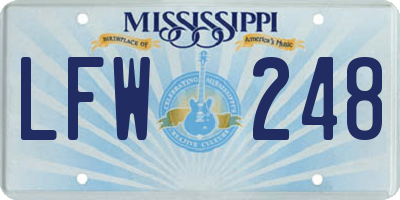 MS license plate LFW248