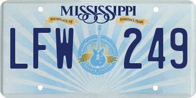 MS license plate LFW249