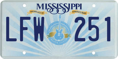 MS license plate LFW251
